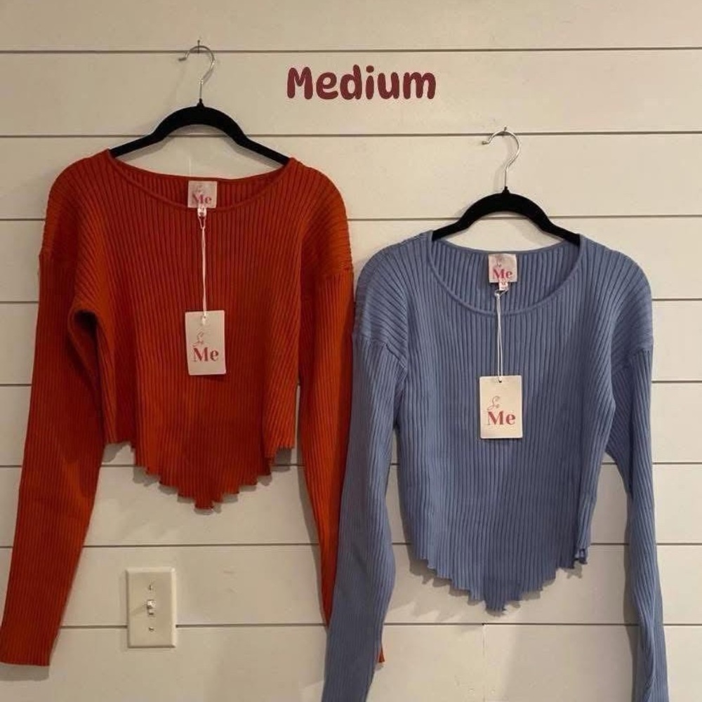 Orange and Blue Ribbed Sweaters